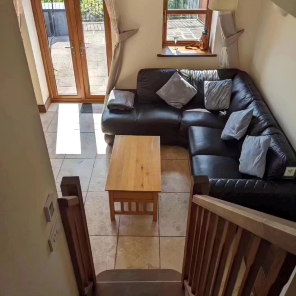 6 steps leading down to the living space